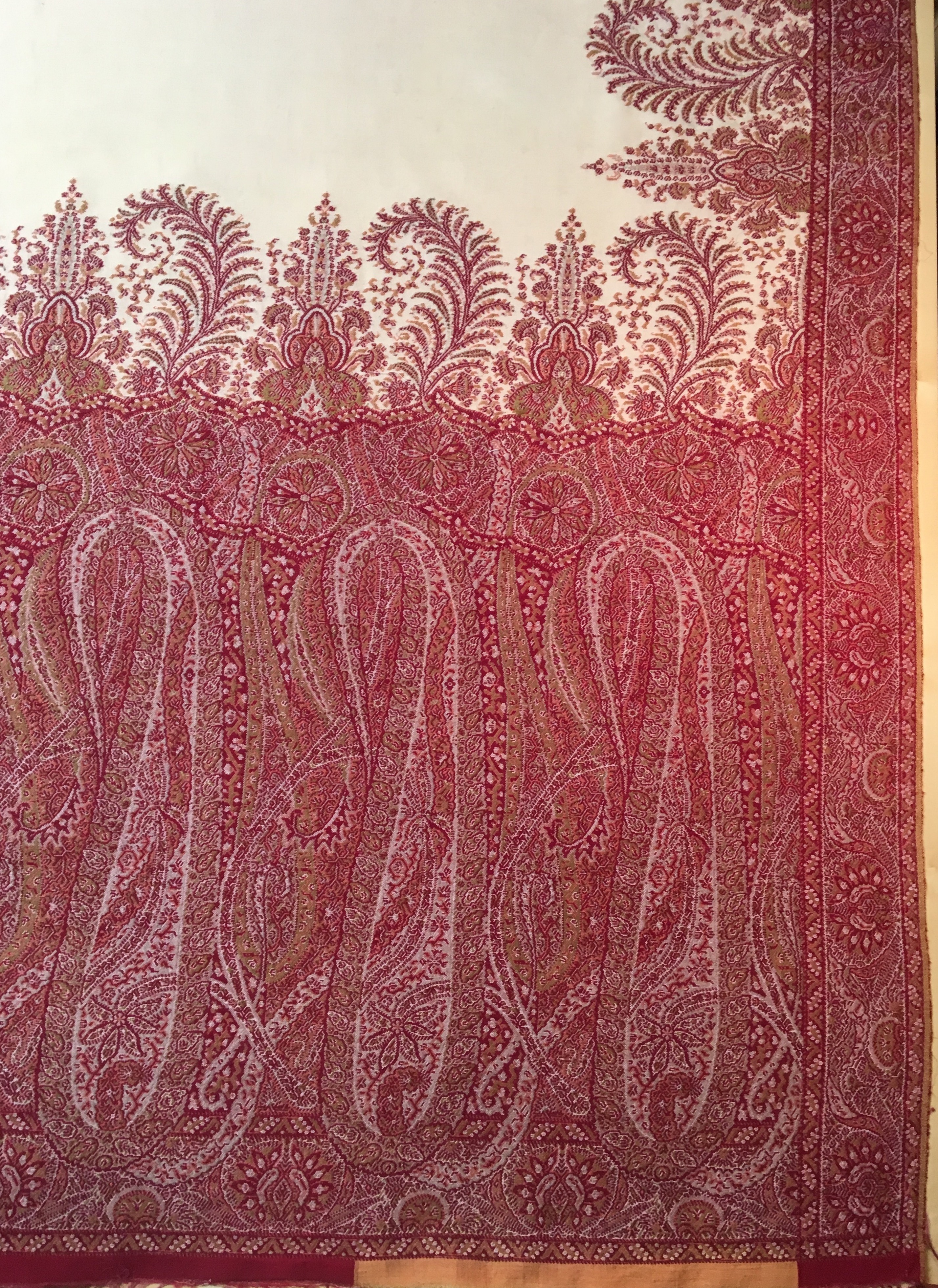 My French, wool and silk, jacquard woven shawl from the 1830s, 306 x 154 cm