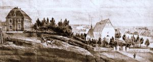 Umeå Church and Vicarage. Painting by Pastor Anders Abraham Grafström.