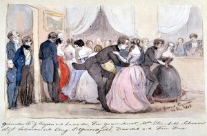 At General Peyron's Ball, 19 Dec 1844. Elisabeth Schwan is the dark haired girl in the lilac dress.